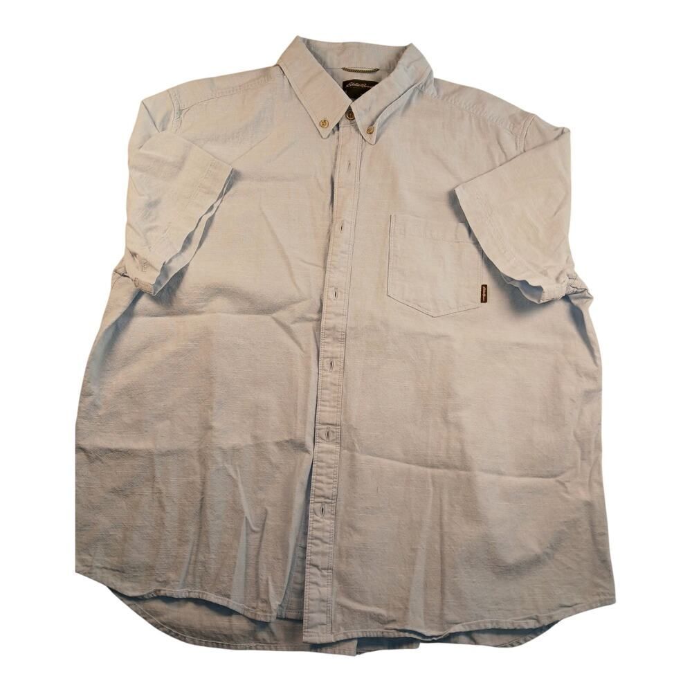 Eddie Bauer Mens Light Blue Short Sleeve Button Down Shirt - Size: XXL